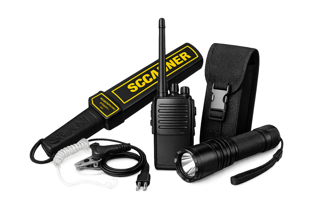 Accesorios de seguridad para operaciones de vigilancia y comunicación.