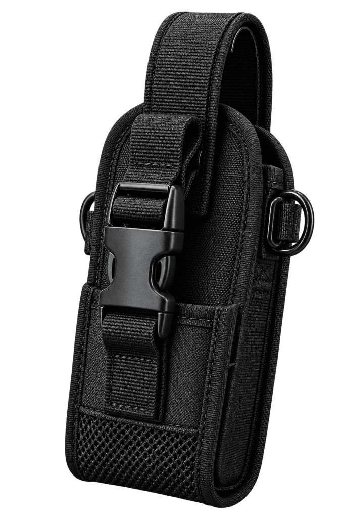 estuche negro para radio de comunicación con clip para cinturón